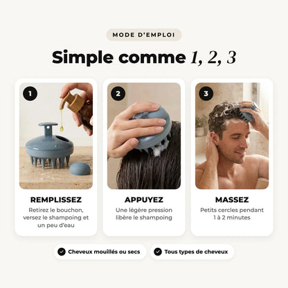 Mode d’emploi de la brosse pour cuir chevelu en trois étapes