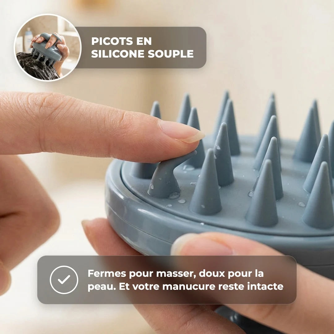 Picots en silicone souple de la brosse exfoliante pour cuir chevelu